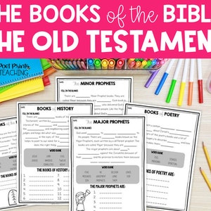 The Books of the Bible Lessons for Kids, Old Testament, Bible Study Activity for Homeschool and Sunday School