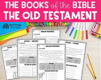 The Books of the Bible Lessons for Kids, Old Testament, Bible Study Activity for Homeschool and Sunday School