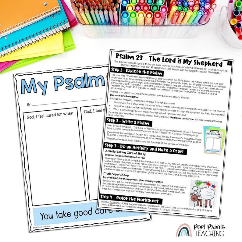 Psalm 23 Bible Lesson for Preschool (digital Download) Printable Craft ...