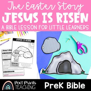 Jesus is Risen, Empty Tomb Easter Preschool Bible Lesson and Printable Craft, Sunday School and Children&#39;s Church, Easter Sunday Holy Week