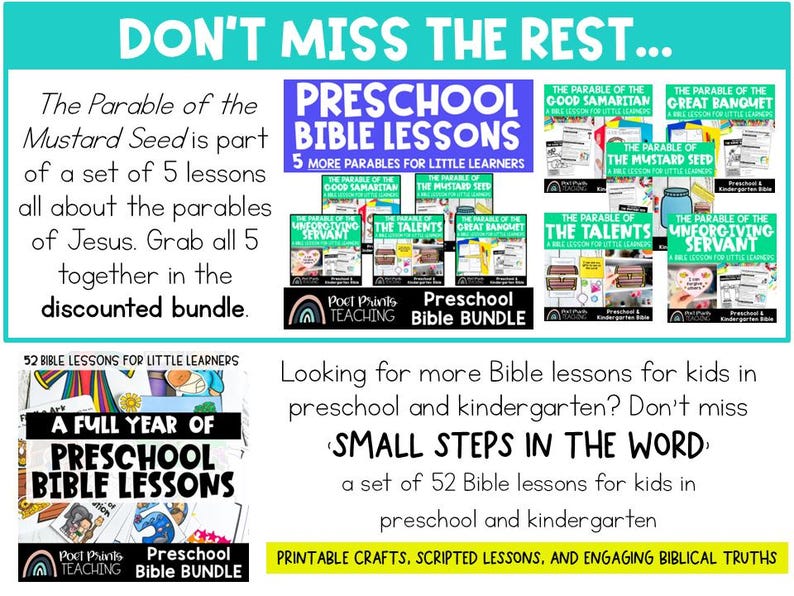 The Parable of the Mustard Seed Bible Lesson for Preschool (PDF ...