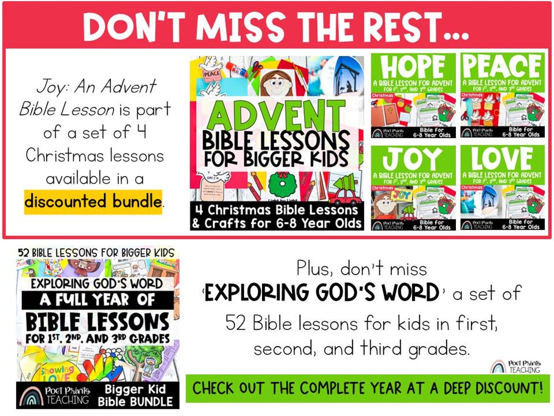 Joy: an Advent Bible Lesson for Kids, Printable Christmas Craft (PDF ...
