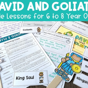 David and Goliath Printable Bible Lesson for Kids, Sunday School Activity, Homeschool, Children&#39;s Church
