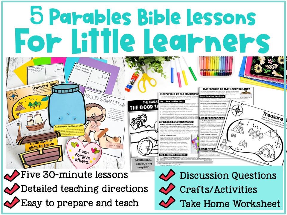 Parables of Jesus (set 2), 5 Preschool Bible Lessons for Sunday School ...
