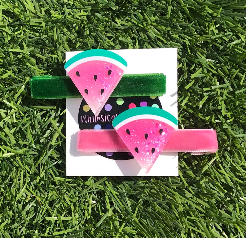 Set of Two Watermelon Large Sized Hair Clips Easter Gift
