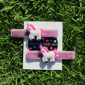 Light Purple Sparkly Unicorn Large Sized Hair Clips - Set of Two