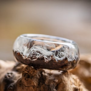 Snow Mountain Handmade wooden ring With mountain Wood resin ring Glows wood ring Epoxy resin ring Ring for man and woman