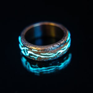 Lightning Glow Ring Hammer Texture Ring Stainless Steel Wood - Etsy