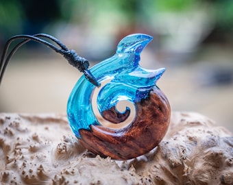 Maori Necklace, Whale Tail Pendant New Zealand Tribal, Koru