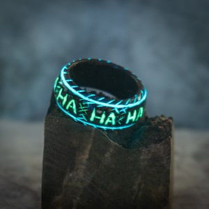 Name Ring, Personalized Rings, Colorful Luminous Resin Wood Ring Women Men Fluorescent Glowing Rings, Glow In The Dark Jewelry, gift for him