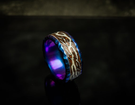 Opal and Glow Inlaid Carbon Fiber and Titanium Rings by Lewis Fausett —  Kickstarter