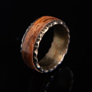 Hammered Wedding Band, Hand Forged Band, Engagement Wedding Anniversary Ring, Minimalist, Blacksmith Gifts, Rustic Ring, Ironwood ring