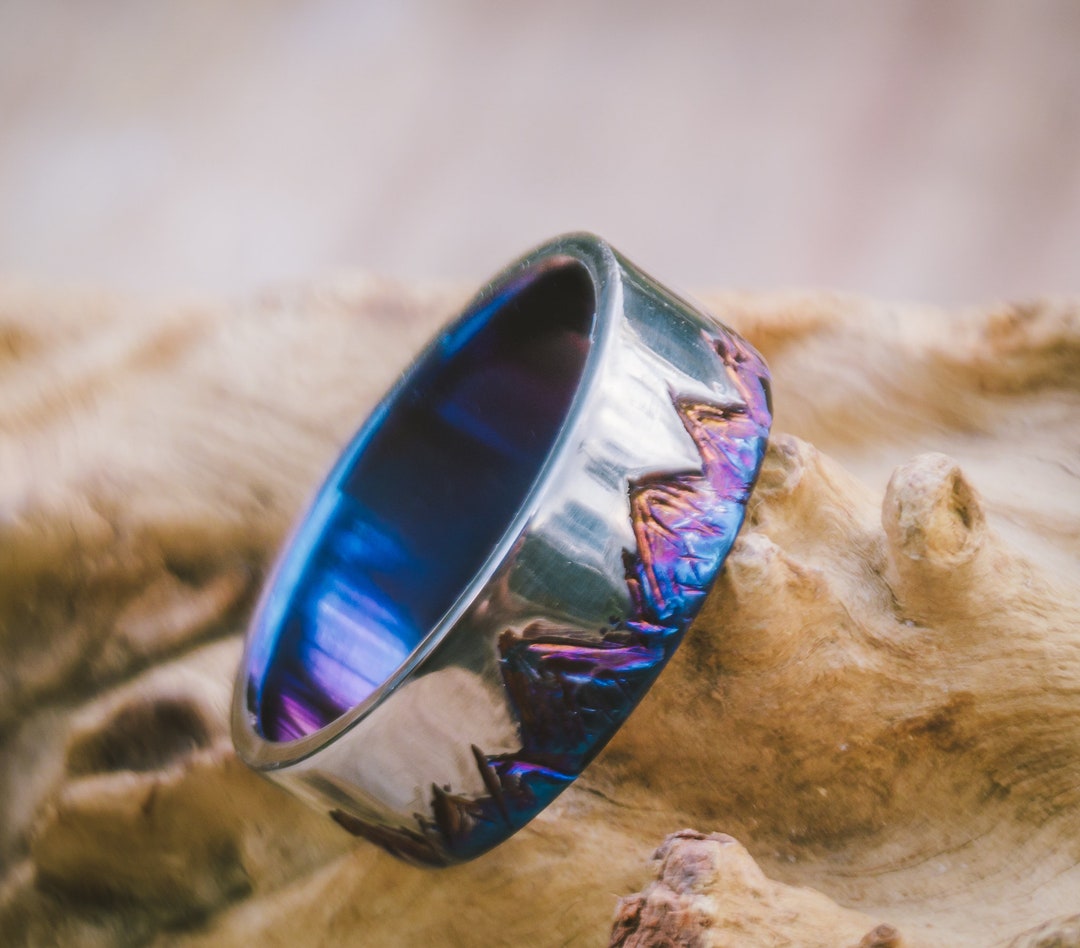 Mountain Range Ring Titanium, Mens Wedding Ring, Womens