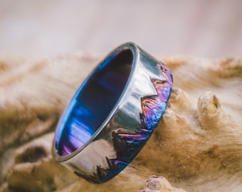 Mountain Range Ring - Titanium, Mens Wedding Ring, Womens Wedding Ring, Comfort Fit, cool mens ring, anniversary ring