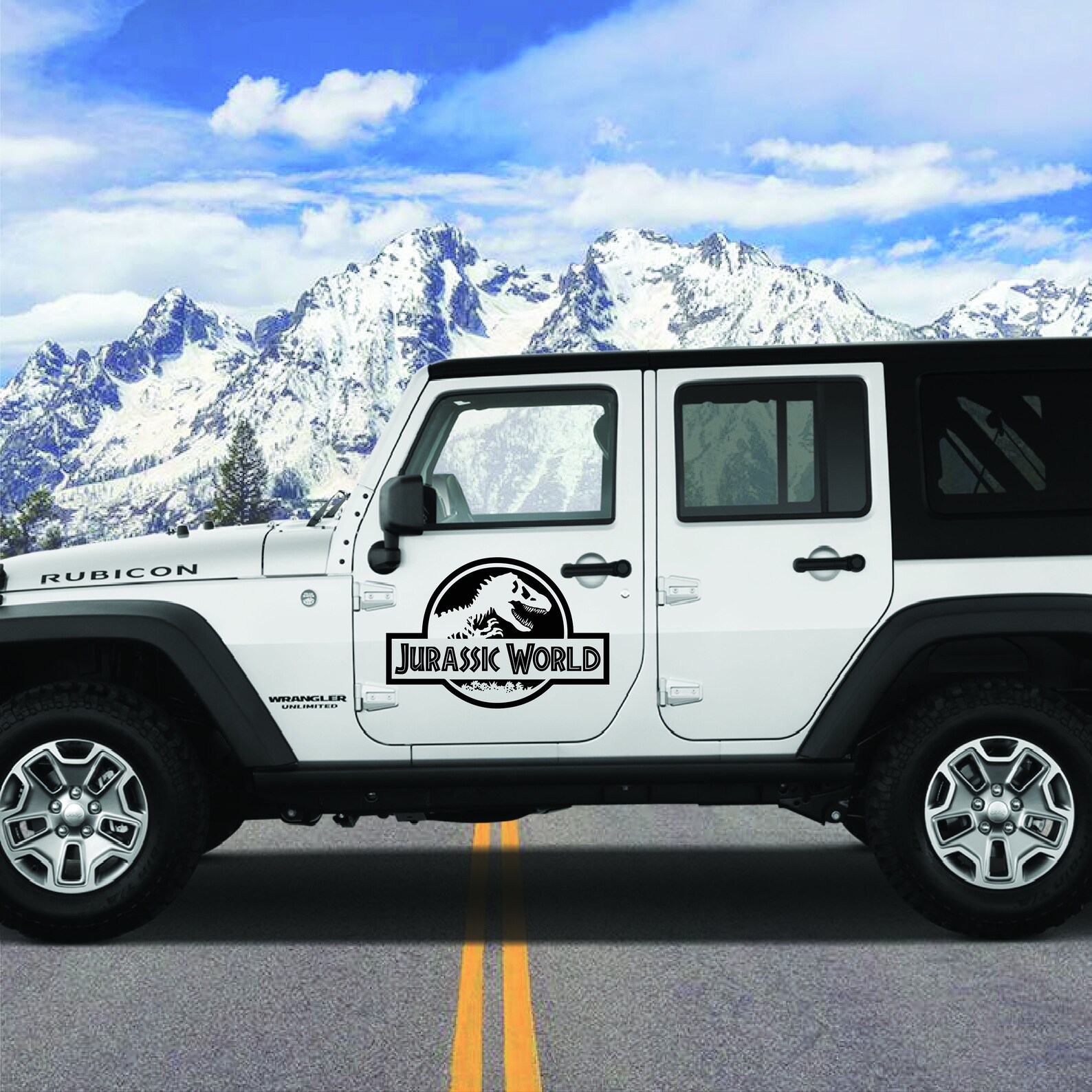 Jurassic World Dinosaur Jeep Wrangler SUV Vehicle Decal Etsy