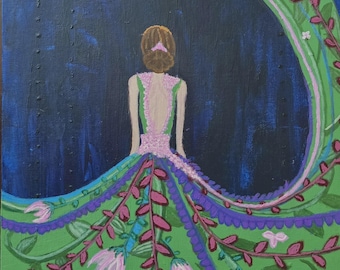 Night Garden Dress — Botanical Woman Painting