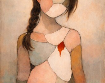 Figurative Daughter Art Print, Vulnerable Identity Digital Artwork (Digital Download)