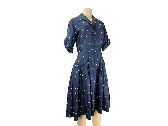 Vintage Silk Dress Mollie Parnis 1940s  1950s Pol… - image 8