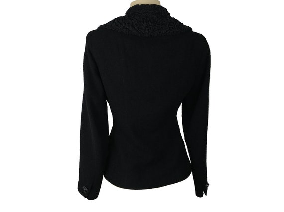 Vintage 1940s Jacket I. Magnin Black Knit Wool Cu… - image 9