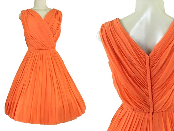 orange chiffon dress