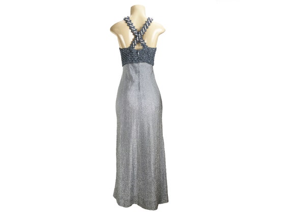 Vintage 1960s 1970s Maxi Dress | Size S | Silver … - image 6