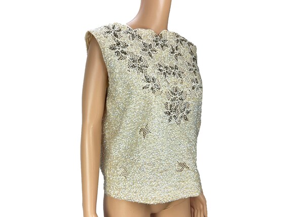 Sequin Knit Top Shell Sleeveless Wool Imperial Im… - image 3