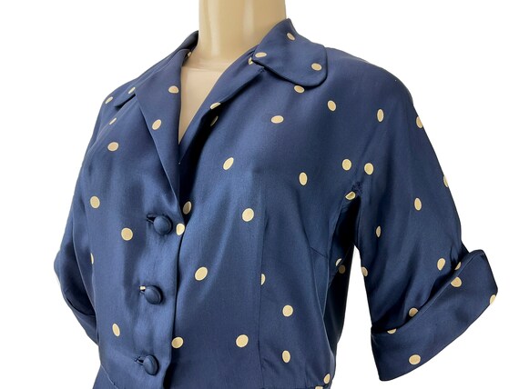 Vintage Silk Dress Mollie Parnis 1940s  1950s Pol… - image 7