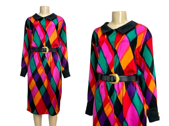 Dress Louis Féraud Vintage 1980s Silk Charmeuse S… - image 1