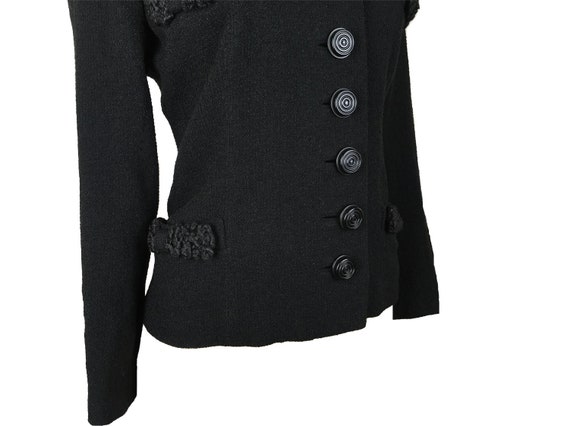 Vintage 1940s Jacket I. Magnin Black Knit Wool Cu… - image 6