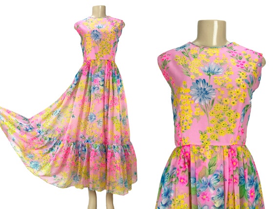 Maxi Dress Tina Leser Original Floral Gown Vintag… - image 1