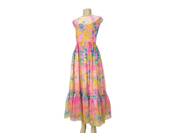 Maxi Dress Tina Leser Original Floral Gown Vintag… - image 8