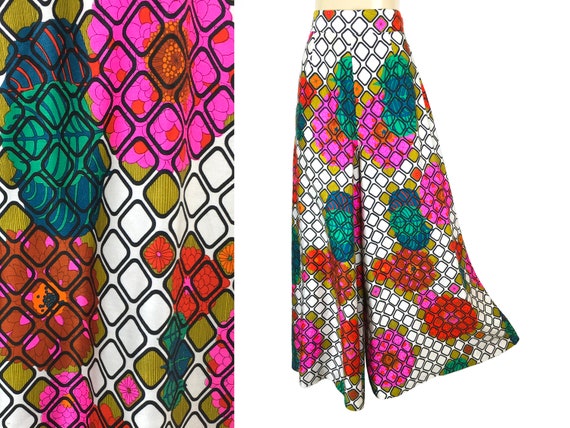 1970s Palazzo Pants /& Matching Cropped Top Vest VINTAGE Size 2 Retro Bohemian