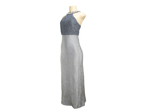 Vintage 1960s 1970s Maxi Dress | Size S | Silver … - image 4