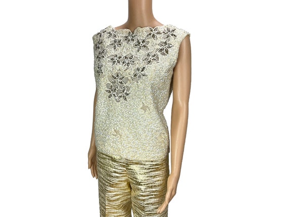 Sequin Knit Top Shell Sleeveless Wool Imperial Im… - image 5