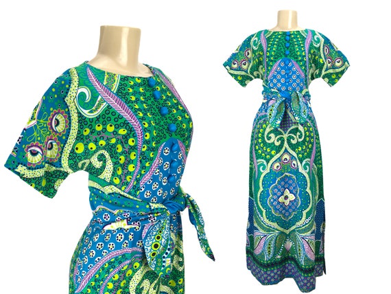 Vintage Maxi Dress Alice of California 1960s 1970s
