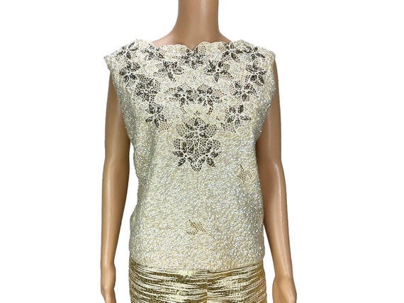 Sequin Knit Top Shell Sleeveless Wool Imperial Im… - image 7