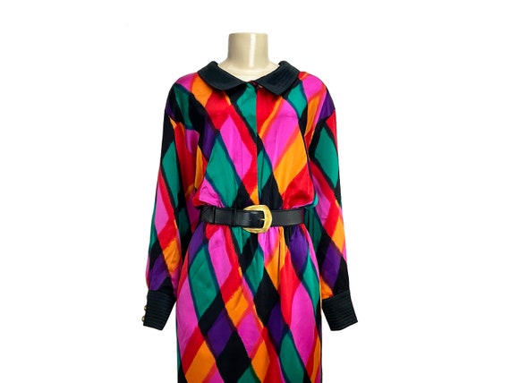 Dress Louis Féraud Vintage 1980s Silk Charmeuse S… - image 3