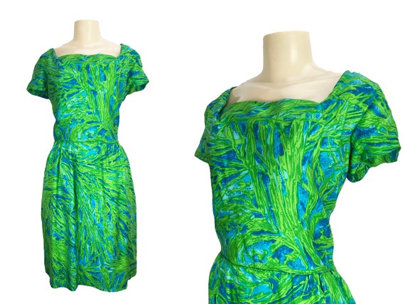 Vintage Dress Day Cocktail Rayon Sheath Marjorie M