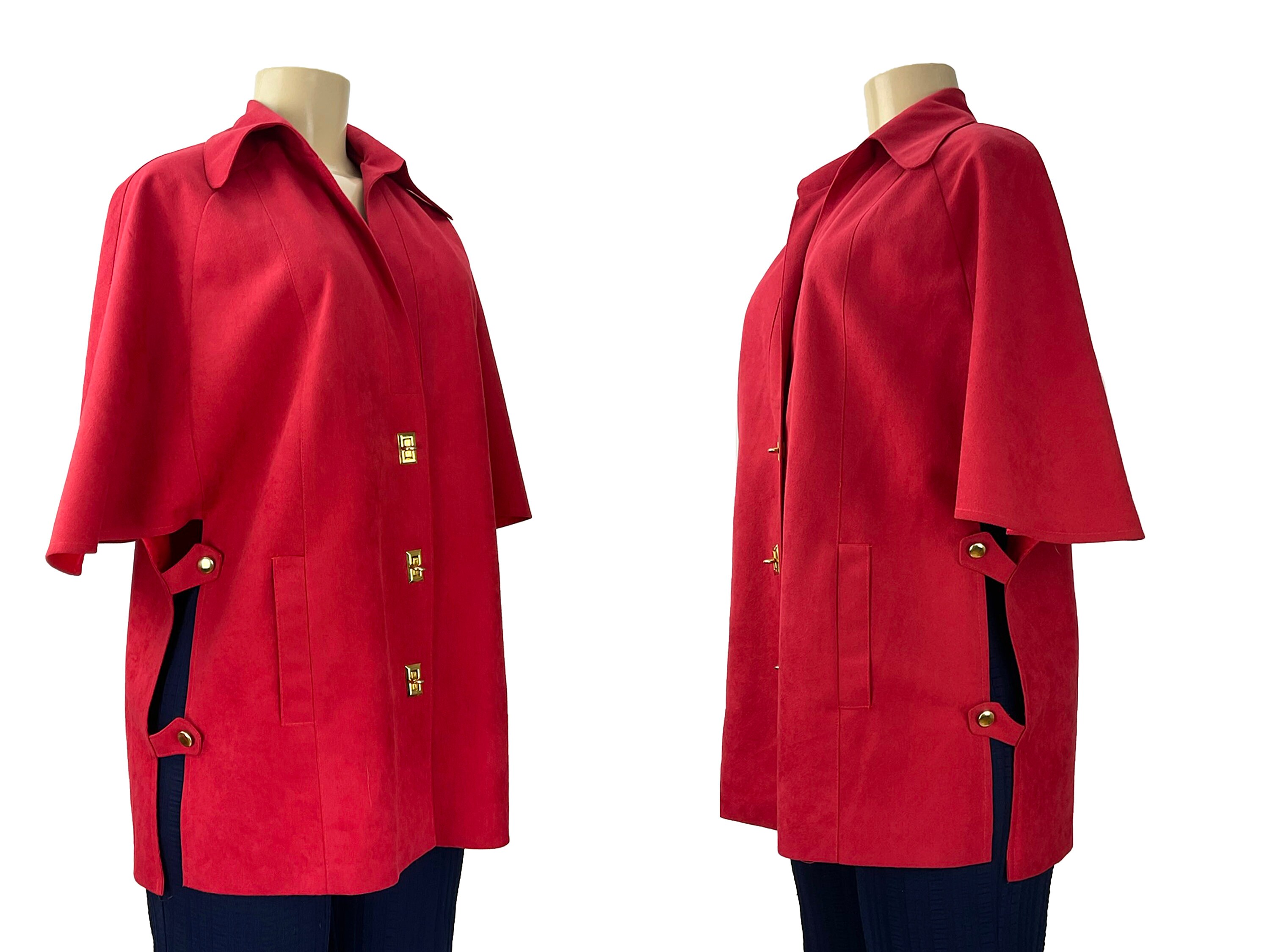 Ultrasuede Turnlock Jacket Red Vintage 1970s MJ Seattle Gold Tone