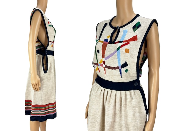 Knit Dress Pinafore Vintage CollAgeDress Korea 19… - image 5