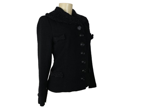 Vintage 1940s Jacket I. Magnin Black Knit Wool Cu… - image 3