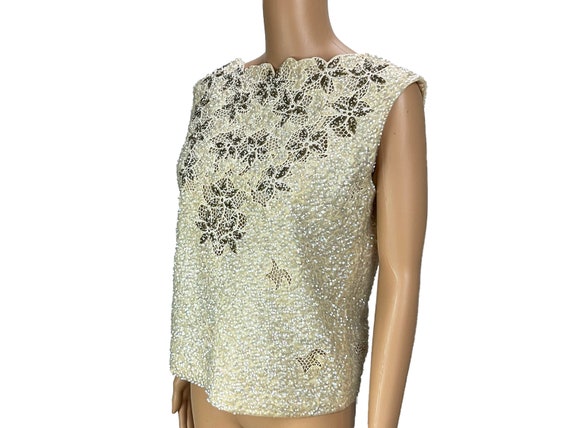 Sequin Knit Top Shell Sleeveless Wool Imperial Im… - image 6