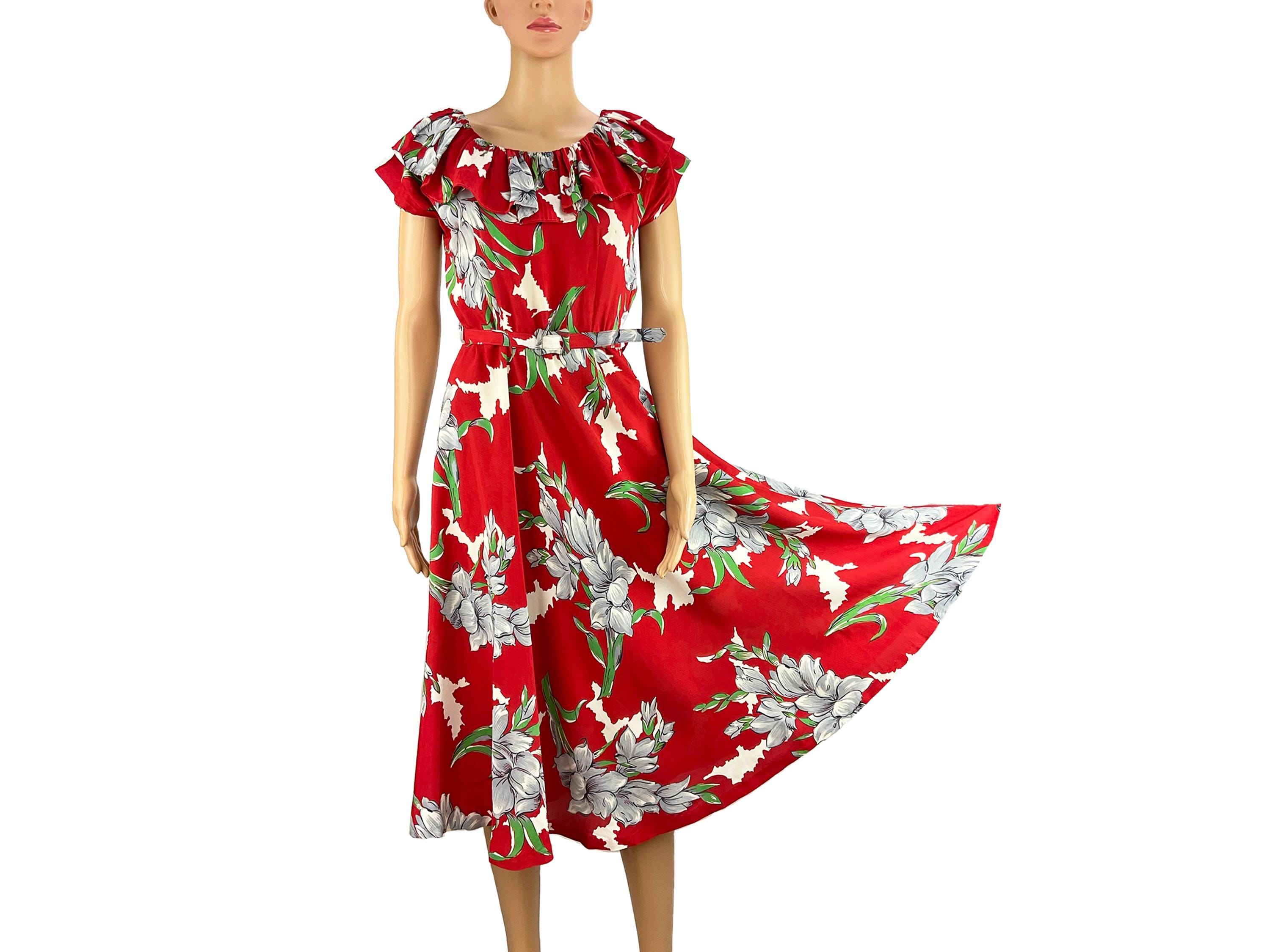 1950s ヴィンテージ ハワイアン フレア ドレス ハワイアンドレス ヴィンテージ 1940年代 コールドレーヨン 1950年代