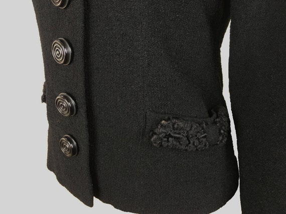 Vintage 1940s Jacket I. Magnin Black Knit Wool Cu… - image 4