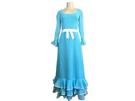 Vintage 1970s Maxi Dress Hostess Full Length Prai… - image 2