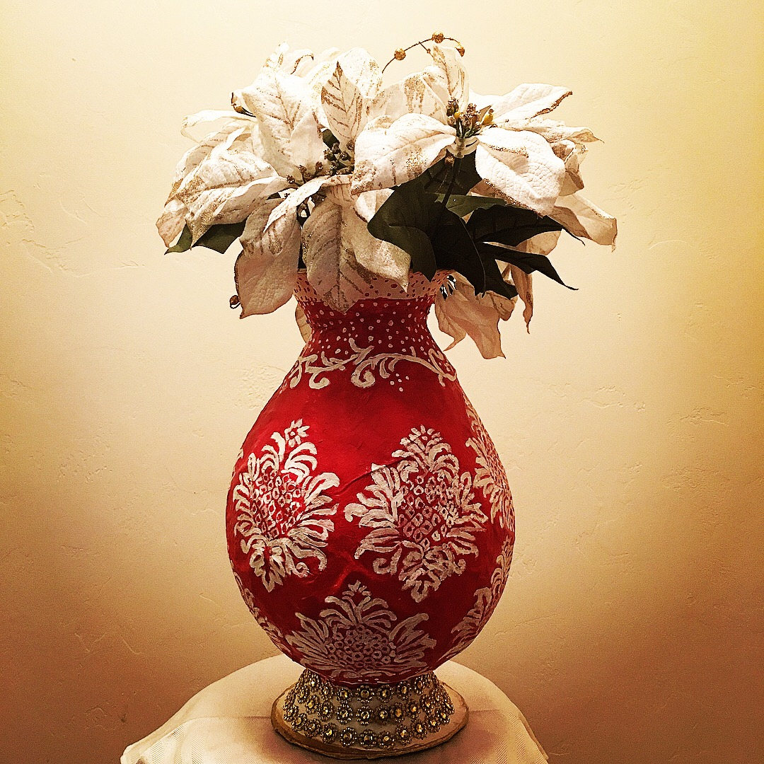 Unique Hand Painted Paper Mache Flower Vase Etsy