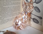 Vintage Pink Glass Cat Curio 151 Iridescent Glass Carnival Glass Animal Collectible Weird Cat Figure Pretty Things Cat Lover