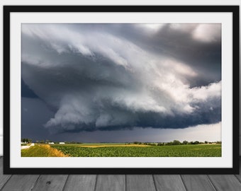 Thunderstorm wall art picture, supercell storm cloud photography hanging