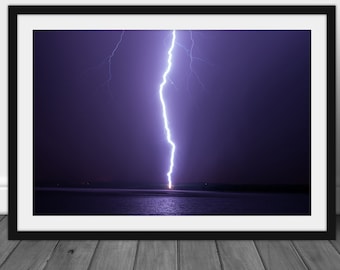 Lightning wall art picture, nature photography home decor