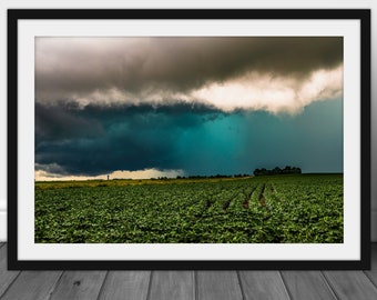 Iowa landscape wall art photo, fine art storm photography print